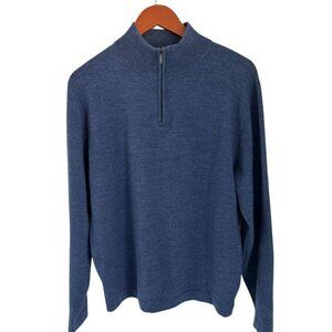 Garret Scott Extra Fine Merino Wool 1/4 Zip Pullover Knit Sweater Preppy